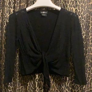 3/4 tie cardigan black sweater M